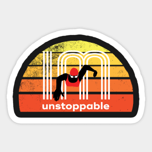 Retro IM unstoppable womens swimming 2 Sticker